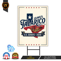 James Talarico For Texas Senate 2026 Yard Sign, Corrugated Plastic Senate Elections, Race Red White & Blue Yard Sign with Metal H-Stake