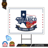James Talarico For Texas Senate 2026 Yard Sign, Corrugated Plastic Senate Elections, Race Red White & Blue Yard Sign with Metal H-Stake