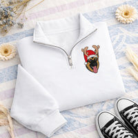 Personalized Pet Embroidered Quarter Zip Sweatshirt, Custom Dog or Cat Portrait, Holiday Cozy Pullover, Pet Parent Outfit, Christmas Gift