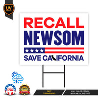 Pack of 10 Recall Newsom Save California Yard Sign