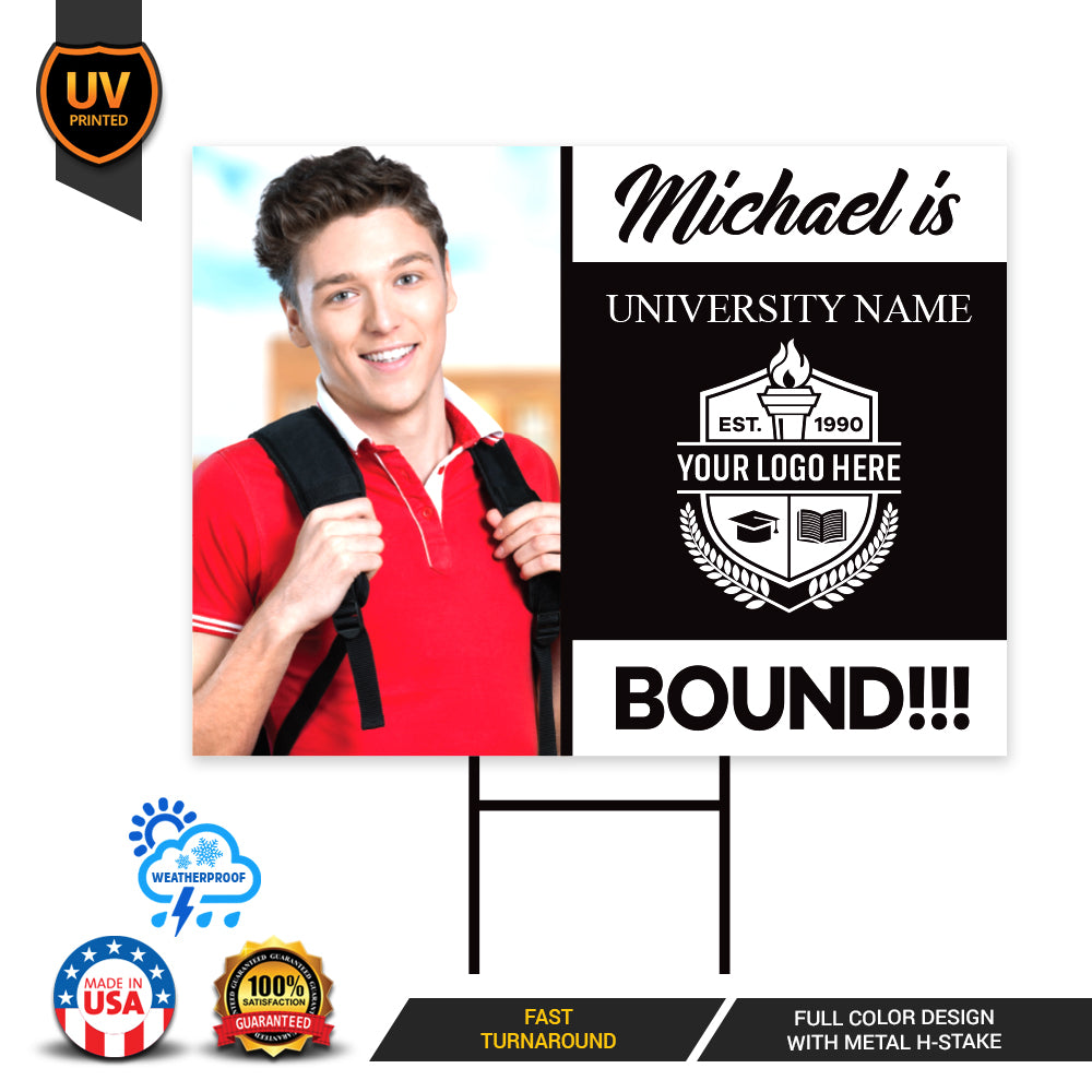 Personalized College Bound 2025 Photo Yard Sign
