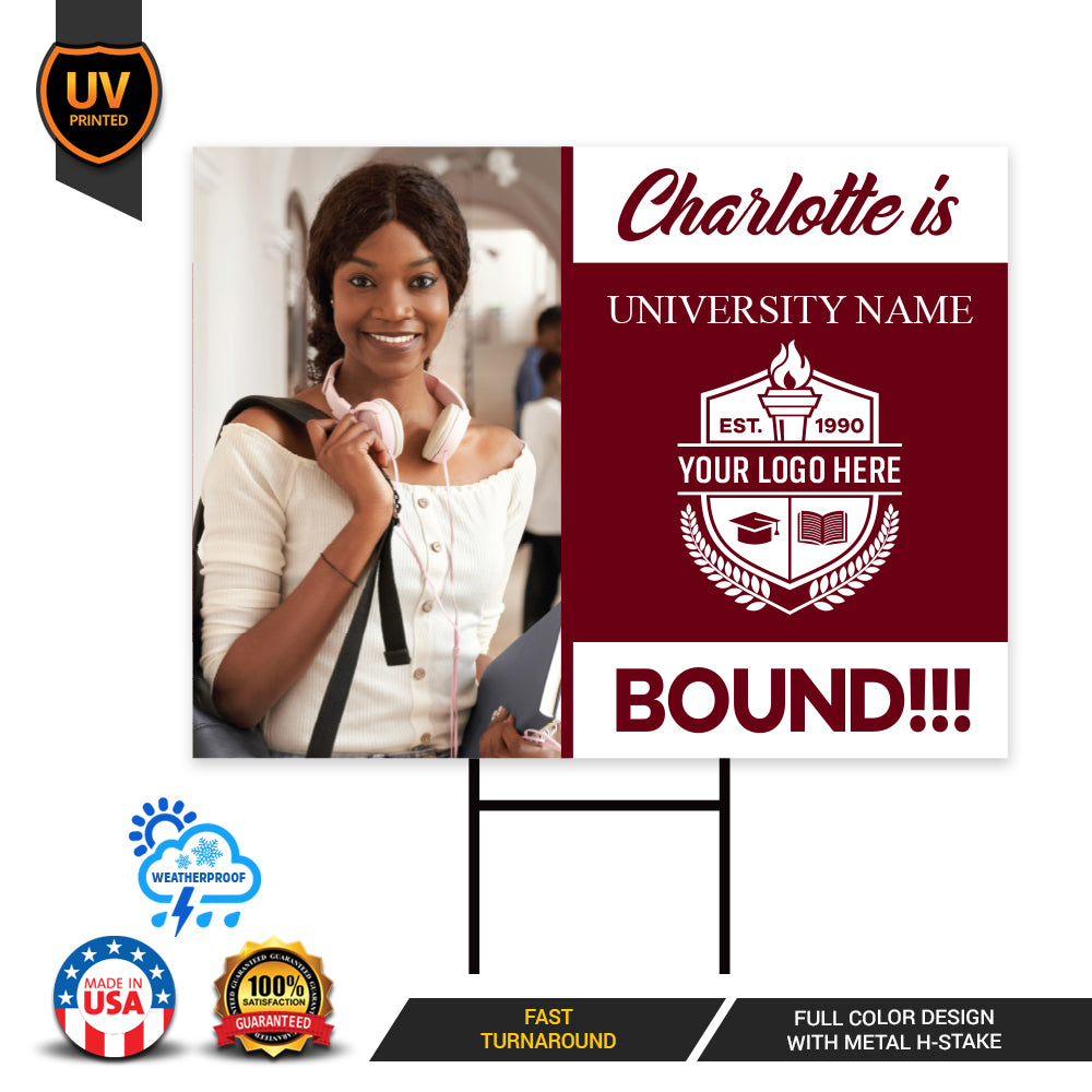 Personalized College Bound 2025 Photo Yard Sign