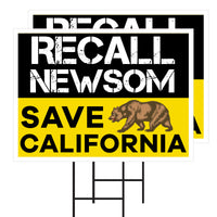 Pack of 2 Recall Newsom Save California Yard Sign