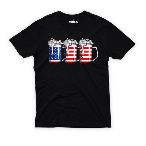 Beer American Flag 4th Of July T-Shirt