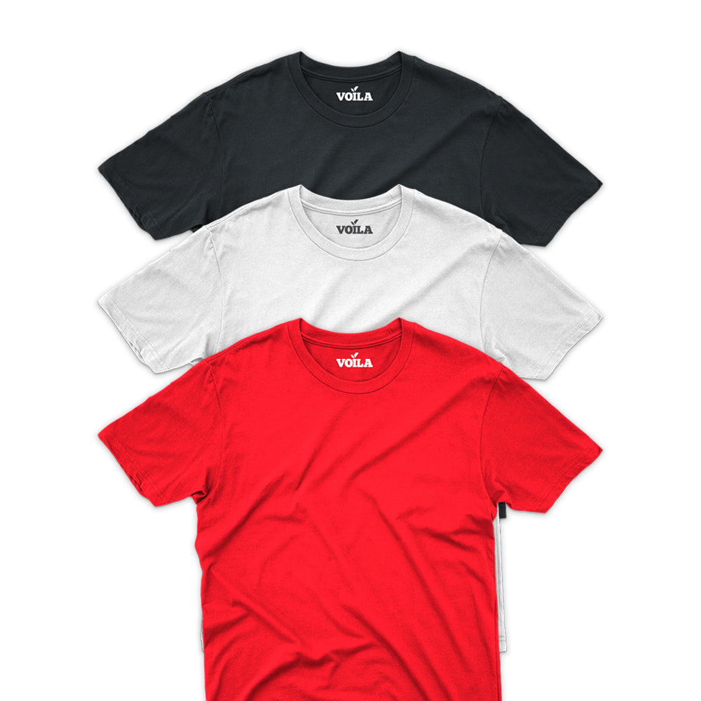3 Pack Slim Fit Crew Neck T-Shirt for Men
