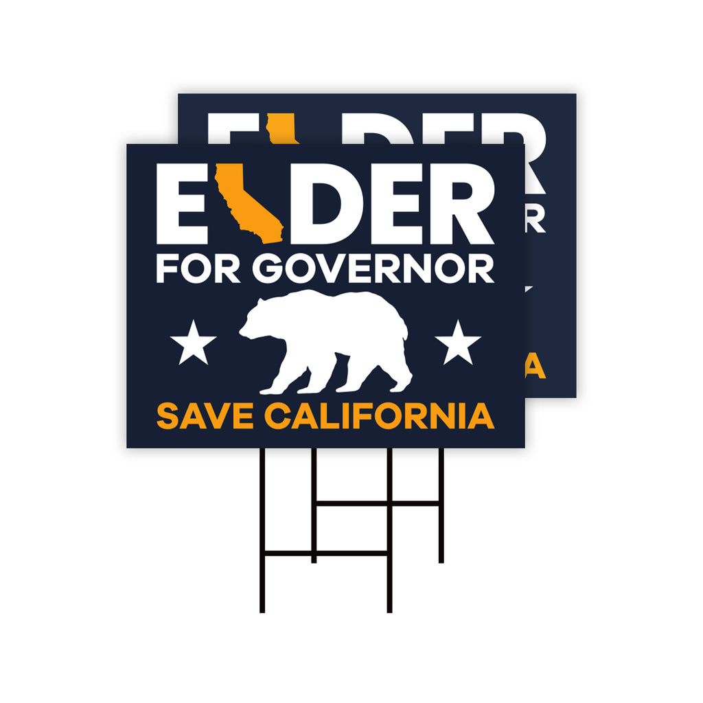 Pack of 2 Larry Elder For California Governor Yard Sign