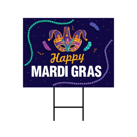Happy Mardi Gras Yard Sign