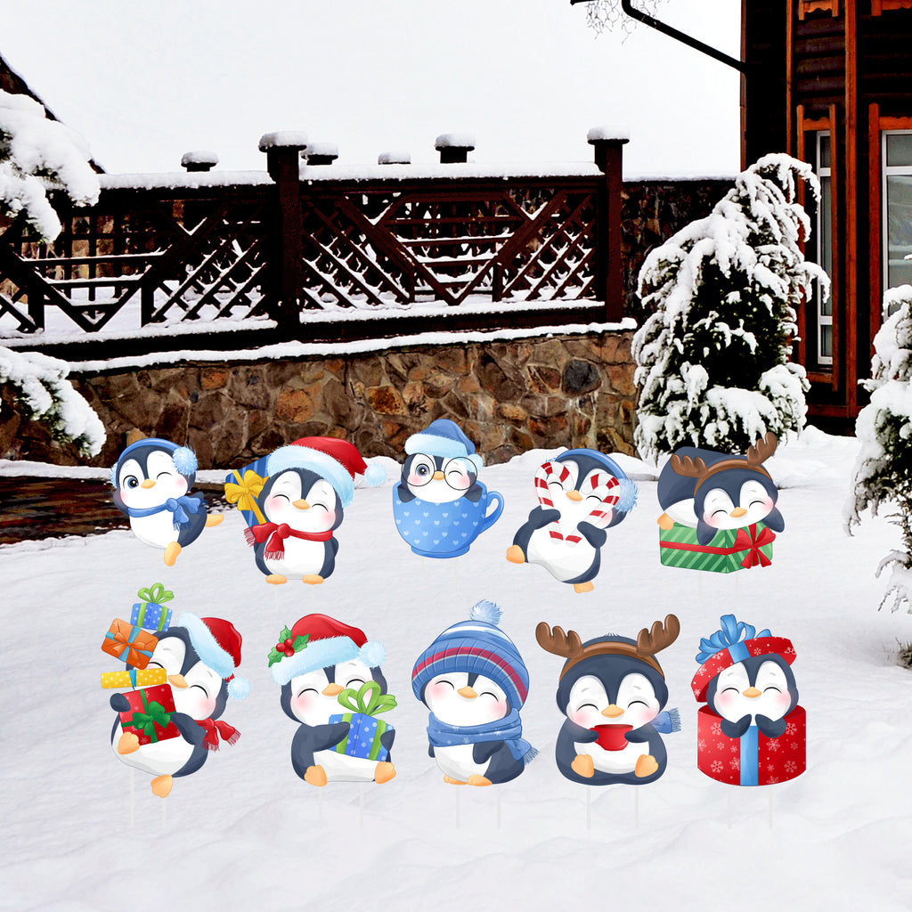 Christmas Penguins Yard Signs