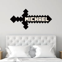 Personalized Video Gamer Sword Name Wall Decal