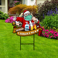Santa Claus Mask Merry Christmas Yard Sign