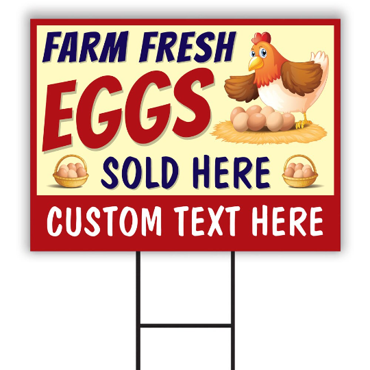 Custom Farm Fresh Eggs Yard Sign