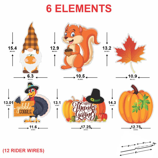 Fall Decorations Thanksgiving Yard Sign Cutouts