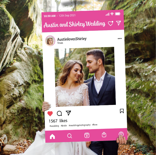 Personalised Instagram Selfie frame custom design hand-held frame.