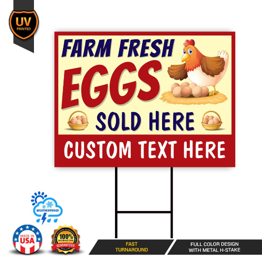 Custom Farm Fresh Eggs Yard Sign