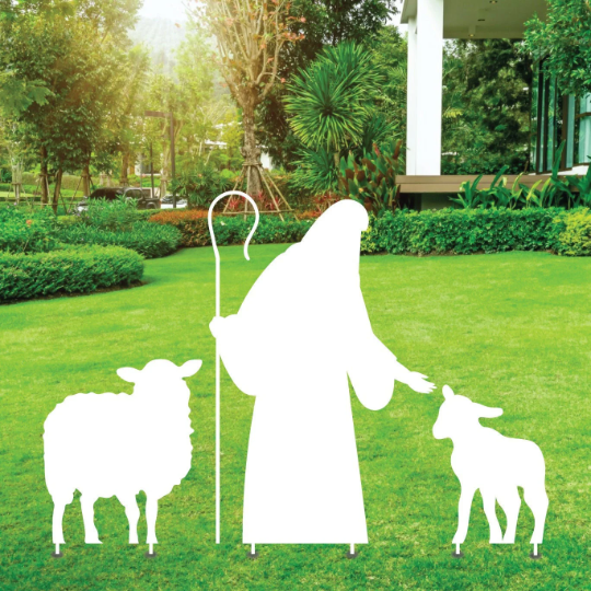 Holy Nativity - Shepherd With Sheep Yard Sign Cutouts