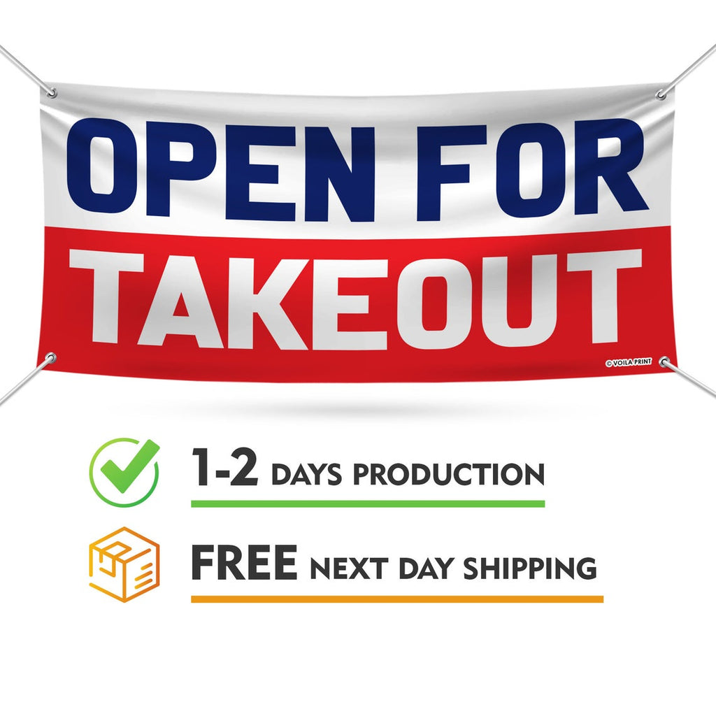 Open For Take Out Banner Sign