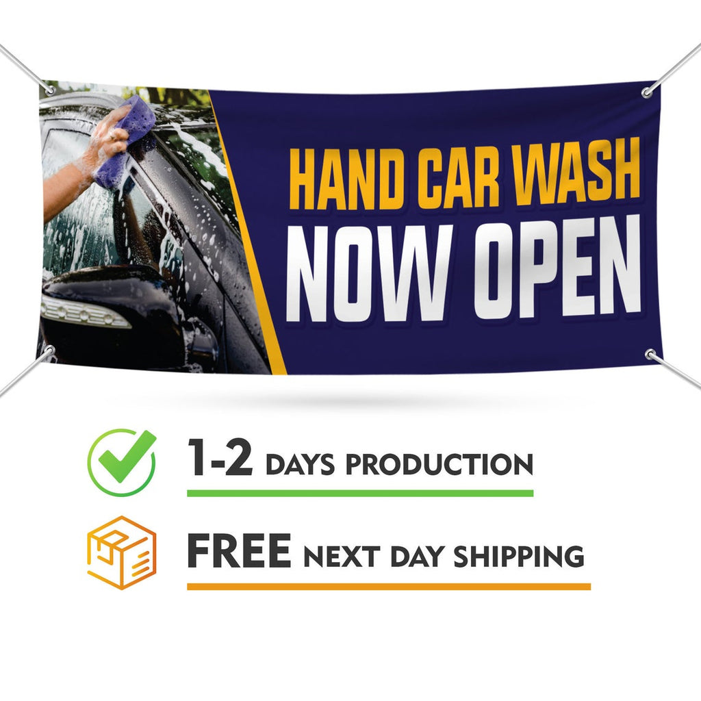 Hand Car Wash Now Open Banner Sign