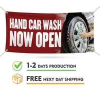 Hand Car Wash Now Open Banner Sign