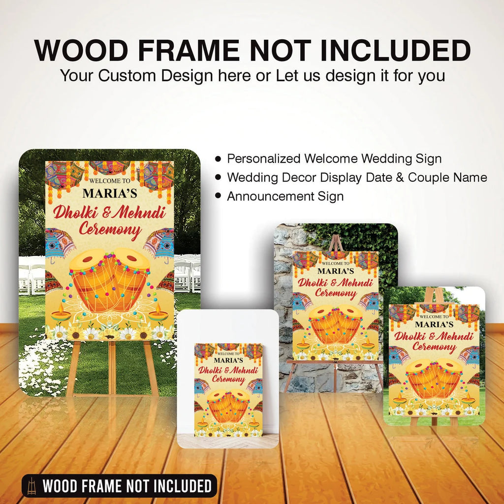 Custom Dholki Mehndi Foam Board Poster Sign