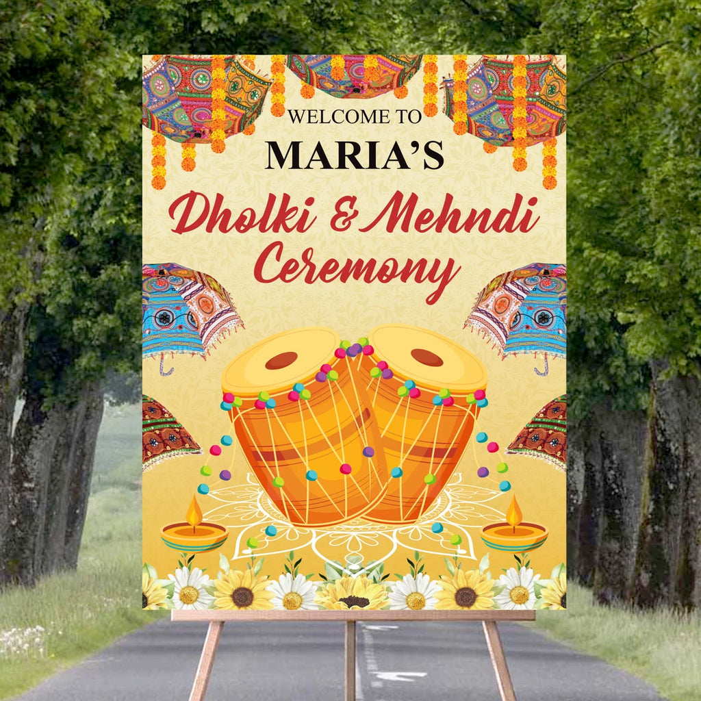 Custom Dholki Mehndi Foam Board Poster Sign