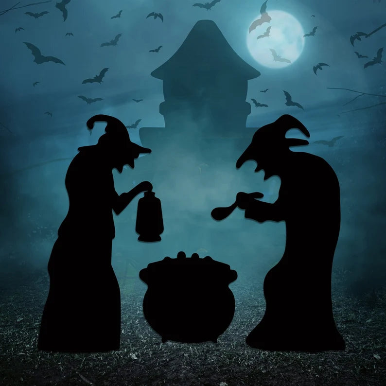 Black Witches Silhouette Yard Sign Cutouts