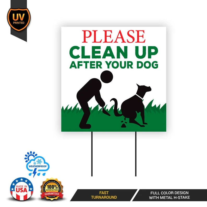 Pack of 3 Please Clean Up After Your Dog Yard Sign