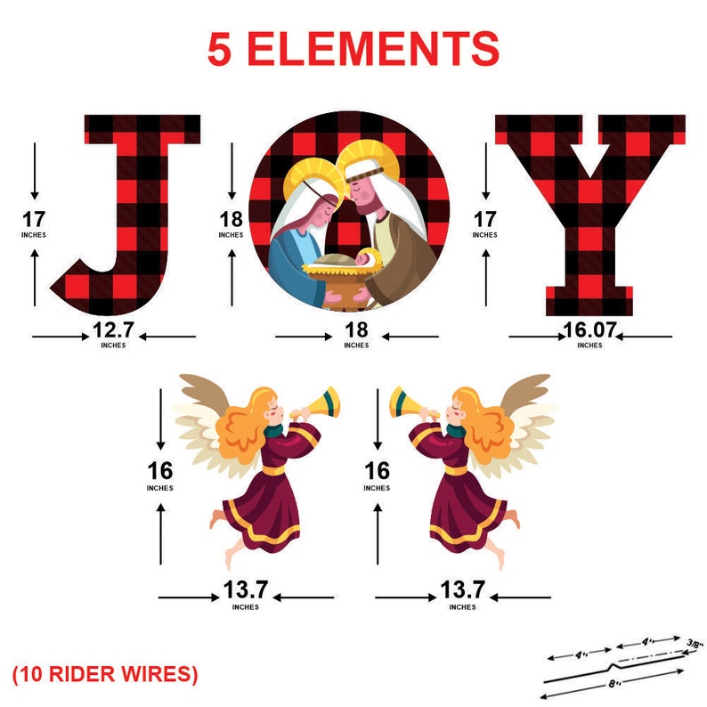Holy Nativity Angel - JOY Yard Sign Letters