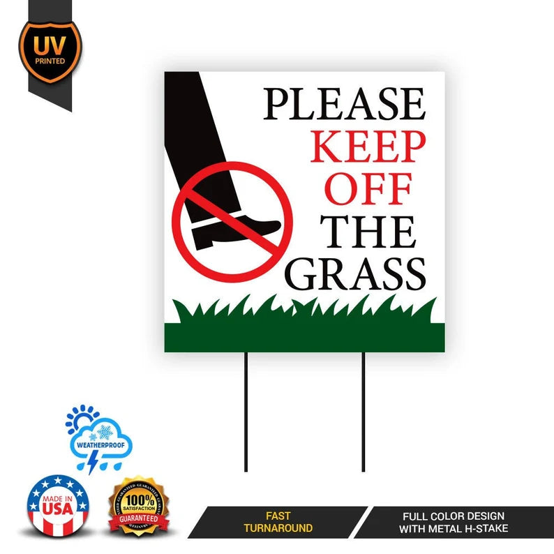 Pack of 3 Stay Off Grass Yard Sign