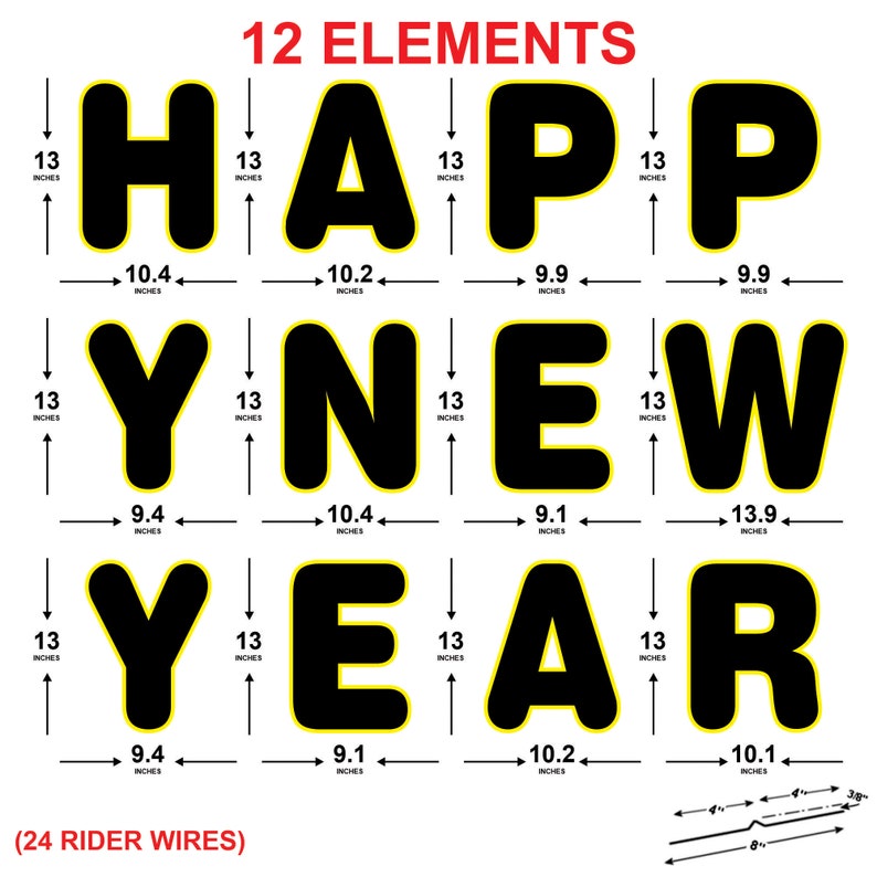 Happy New Year Yard Sign Letters