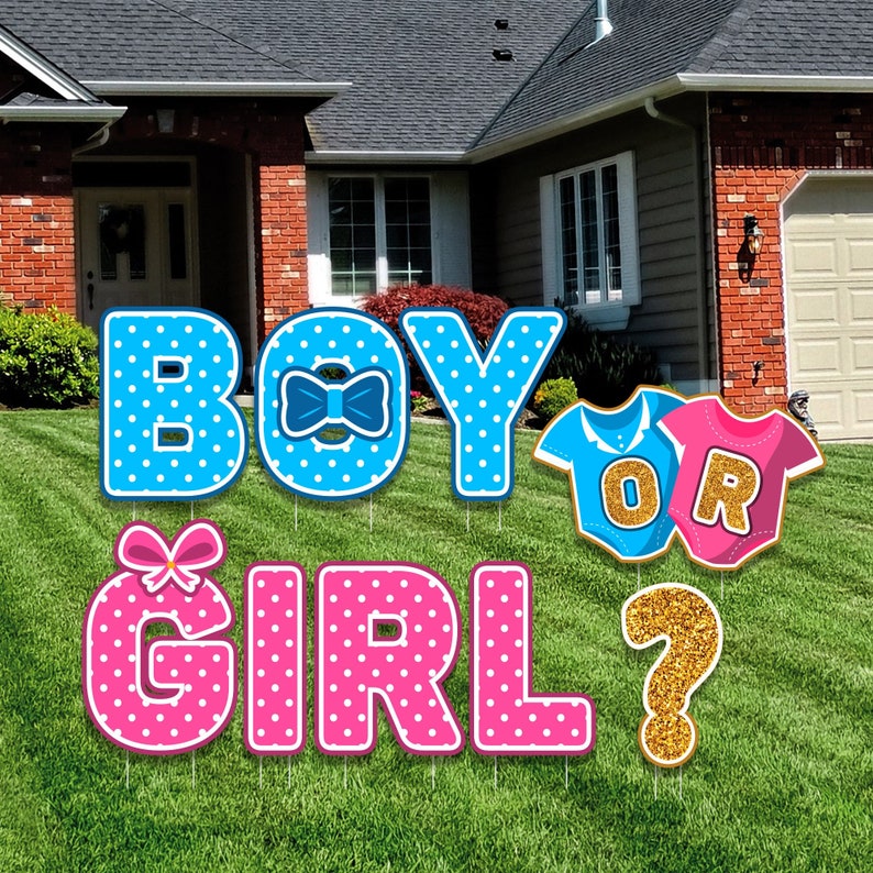 Gender Reveal Party Yard Sign Letters - Boy or Girl Yard Cutout