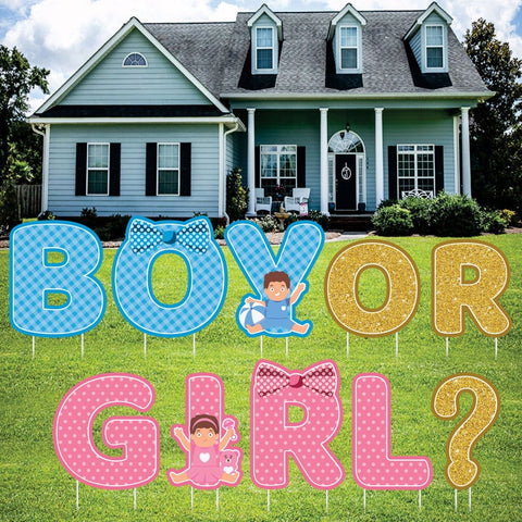 Gender Reveal Party Yard Sign Letters - Boy or Girl Yard Cutout
