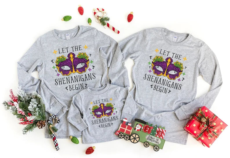 Mardi Gras Jester Mask Long Sleeve T-Shirt