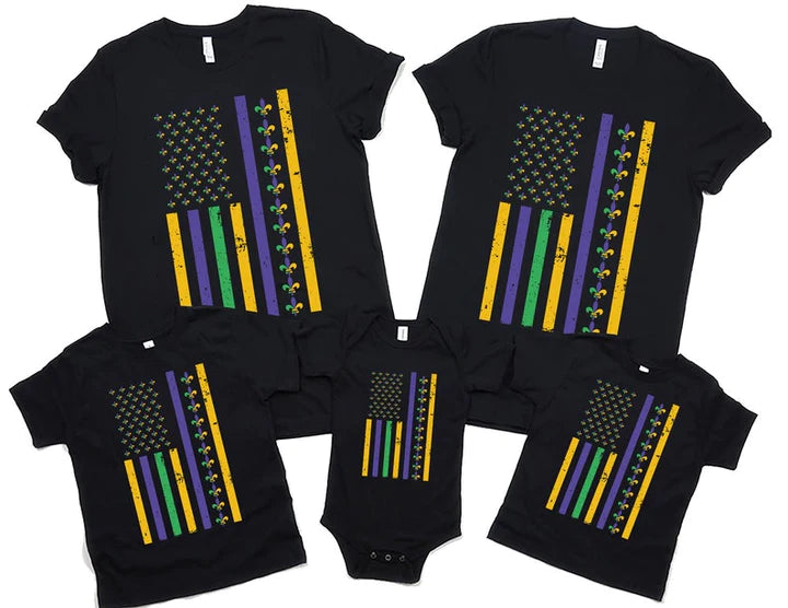 American Flag Mardi Gras T-Shirt