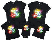 Happy Holi Family T-Shirt Personalized