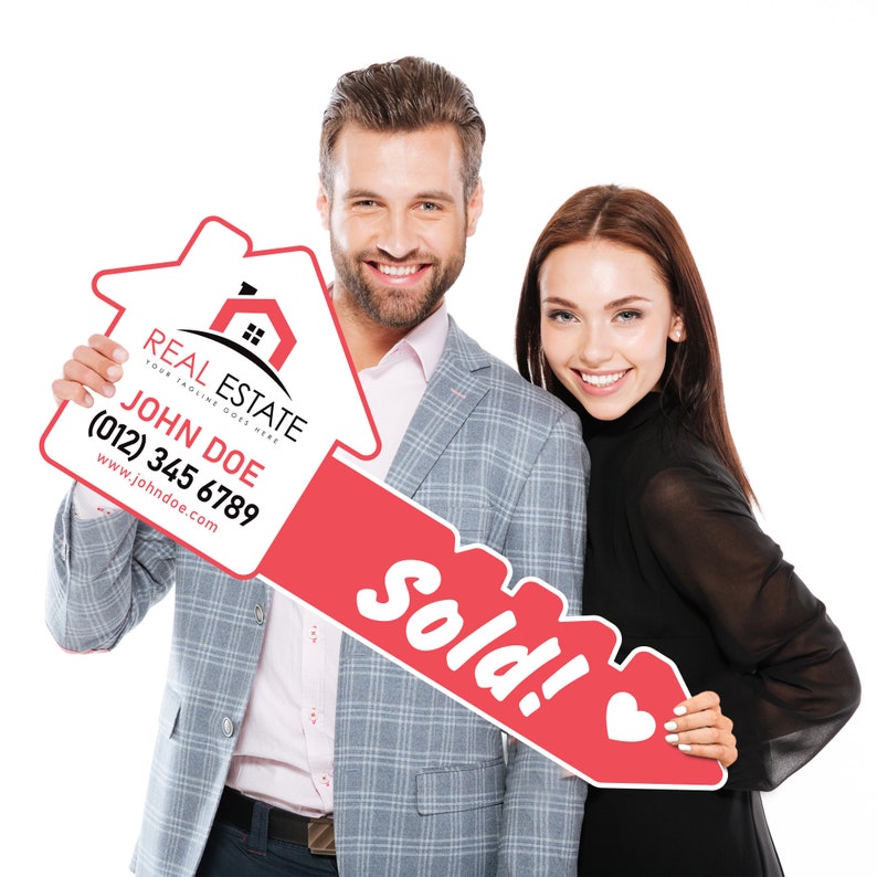 Personalized Real Estate Marketing Key Cutout Sign