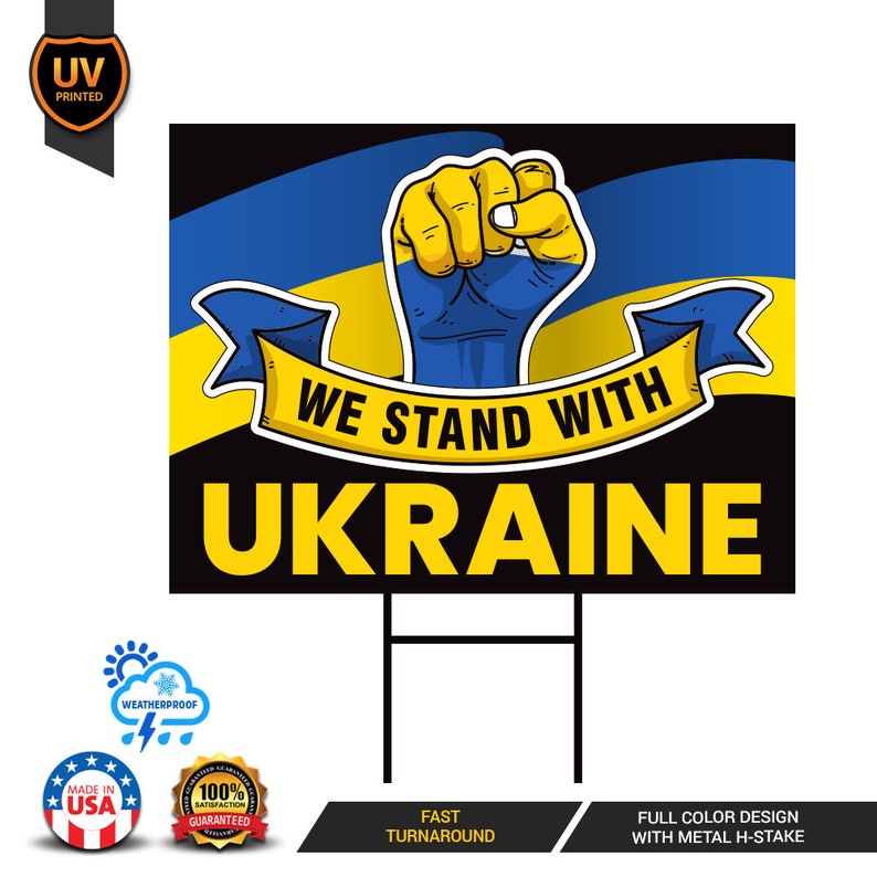 We Stand With Ukraine Yard Sign