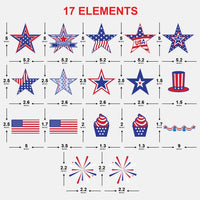 17Pcs 4th of July Window Cling Vinyl Stickers