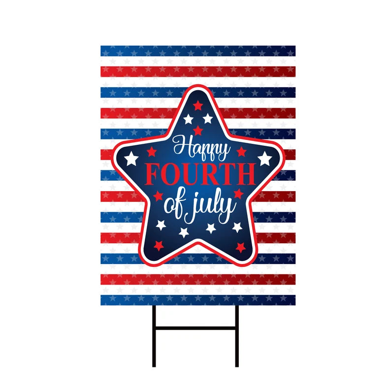 Patriotic Happy 4th of July Yard Sign