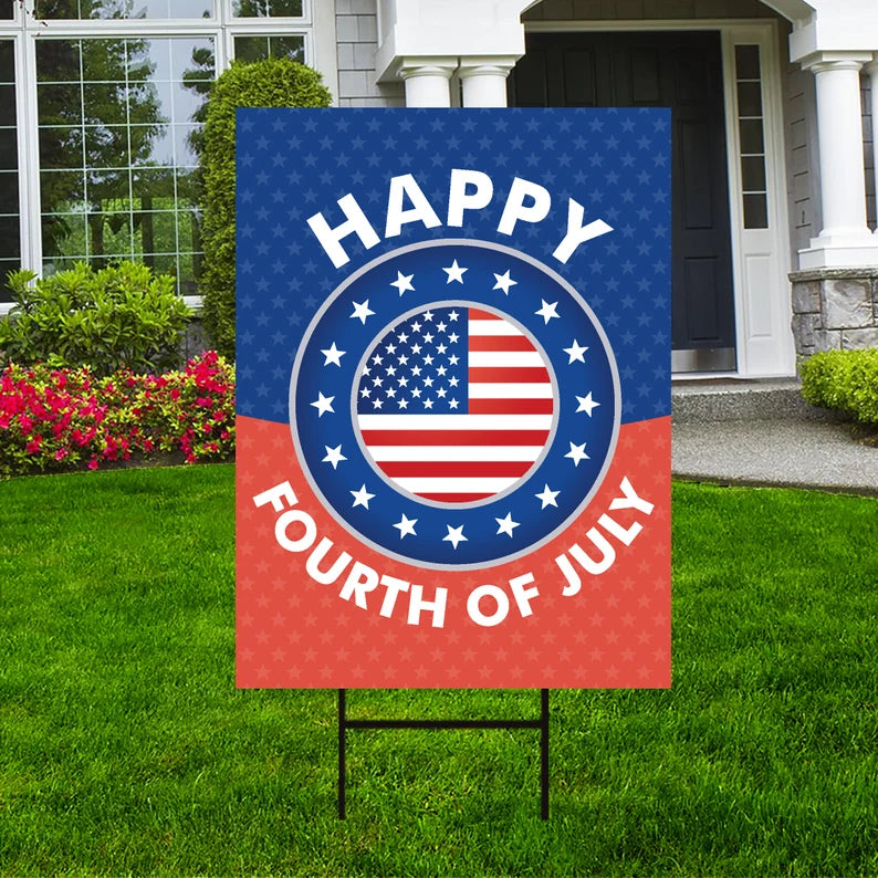 Patriotic Happy 4th of July Yard Sign