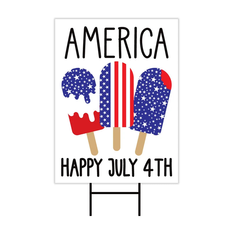 Patriotic Happy 4th of July Yard Sign