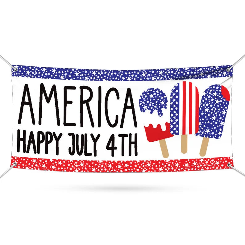 Happy 4th of July Banner Sign