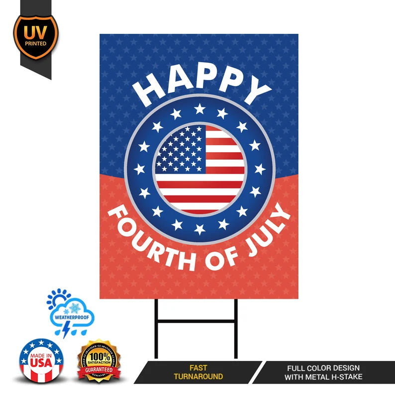 Patriotic Happy 4th of July Yard Sign