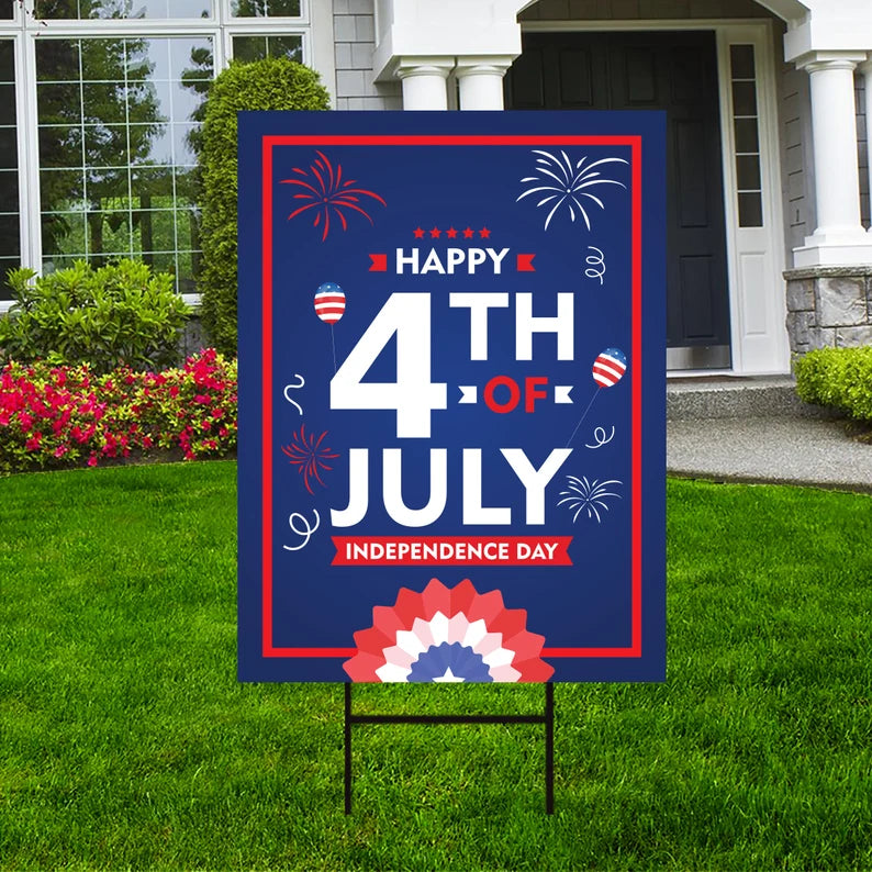 Patriotic Happy 4th of July Yard Sign