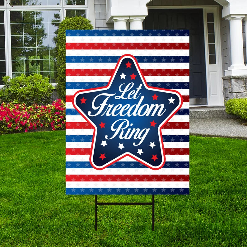 Patriotische Gartenflagge 'Happy 4th Of July' - Jute-Optik, 30x45 Cm, Doppelseitig