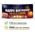 Custom Basketball Happy Birthday Banner