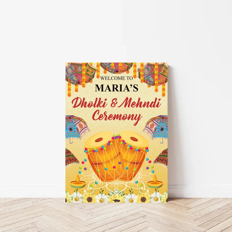 Custom Dholki Mehndi Foam Board Poster Sign