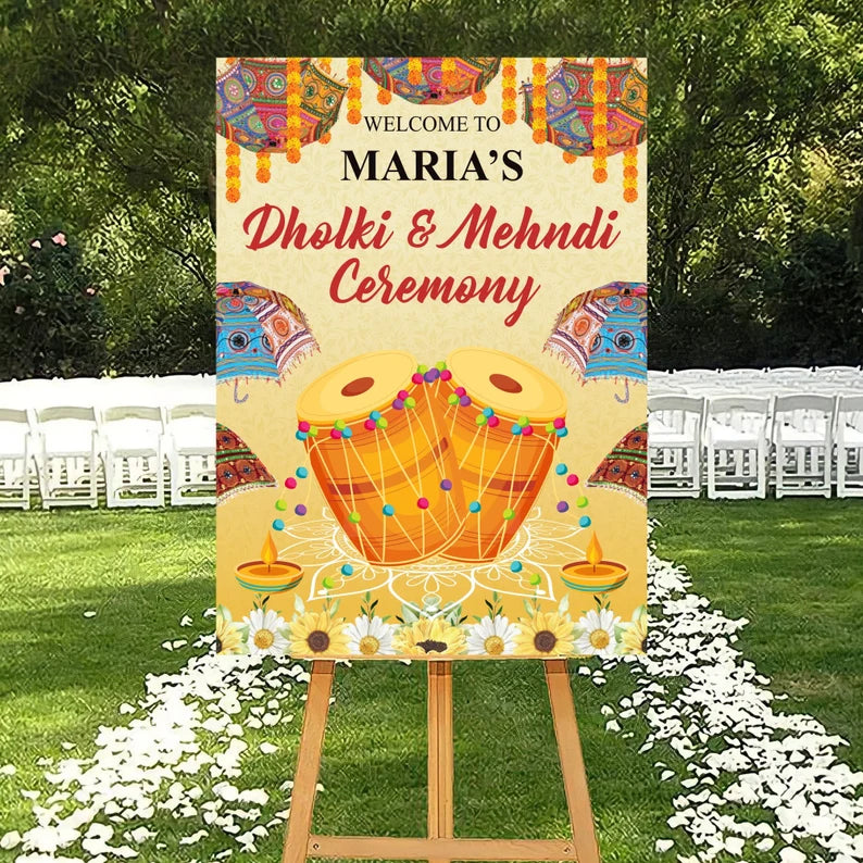 Custom Dholki Mehndi Foam Board Poster Sign
