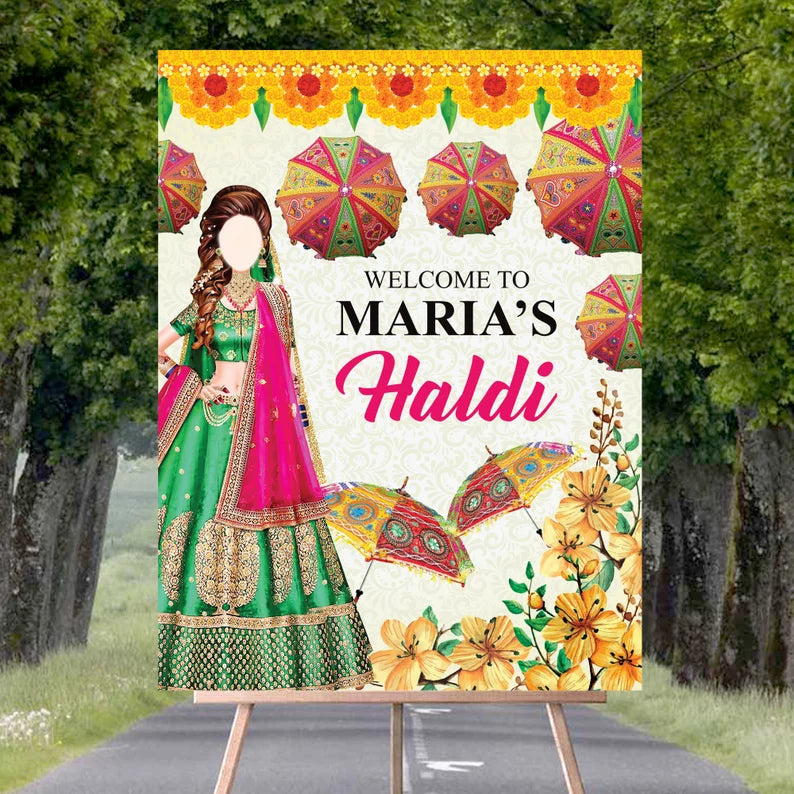 Custom Haldi Mehndi Foam Board Poster Sign