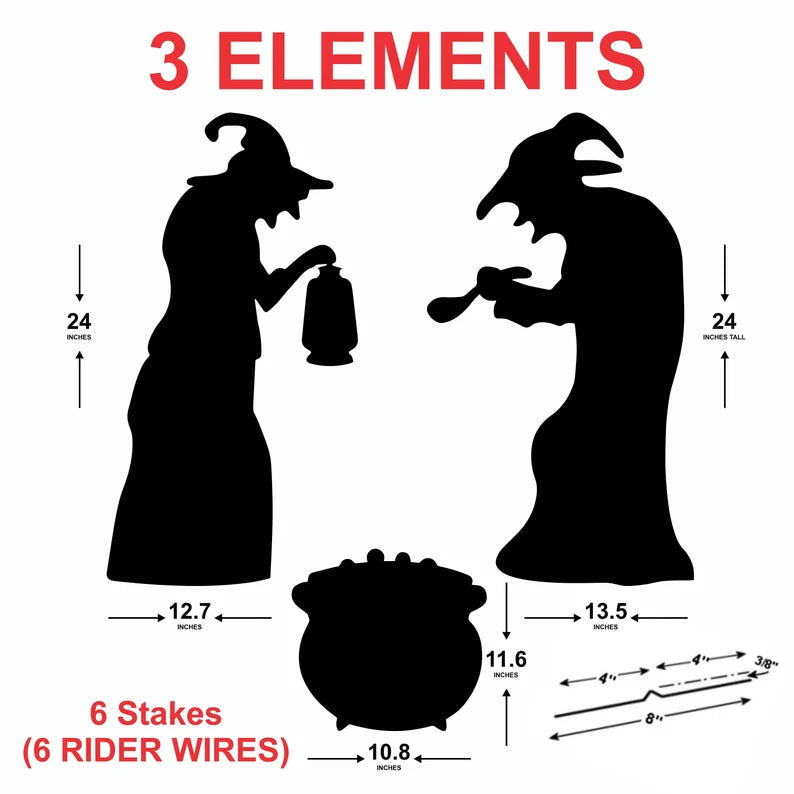 Black Witches Silhouette Yard Sign Cutouts