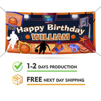 Custom Basketball Happy Birthday Banner